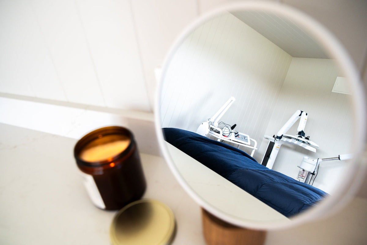 A quiet corner of the Sol Studio skin clinic treatment room in Mount Maunganui